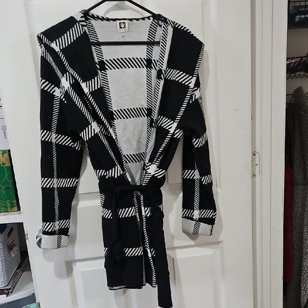 Anne Klein Black and White Striped Sweater